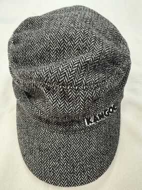 Kangol Black & White Herringbone Cadet Cap